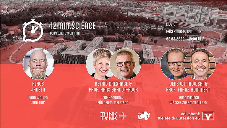 12min.science - Innovationen durch Zusammenarbeit von Unternehmen und Hochschulen Titelbild der Veranstaltung 12Min.me